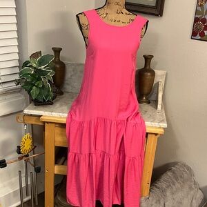 Anthropologie Bright Pink Tiered Midi Dress by Maeve!! Love!!